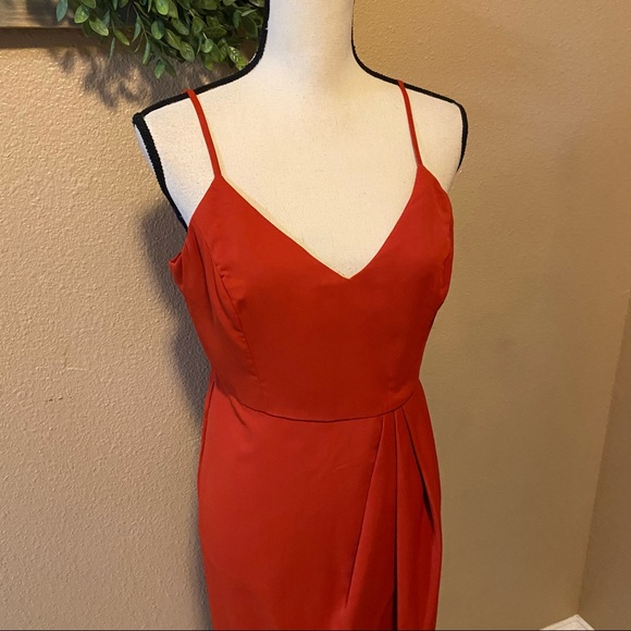 NWOT Lulus Reinette Rust Red Midi Dress - Picture 9 of 15